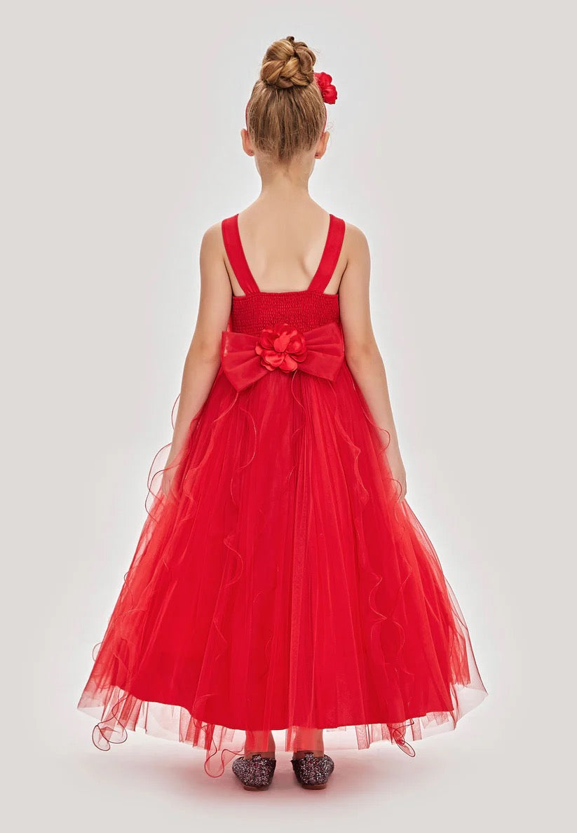 Girls Red Tulle Ball Gown & Headband