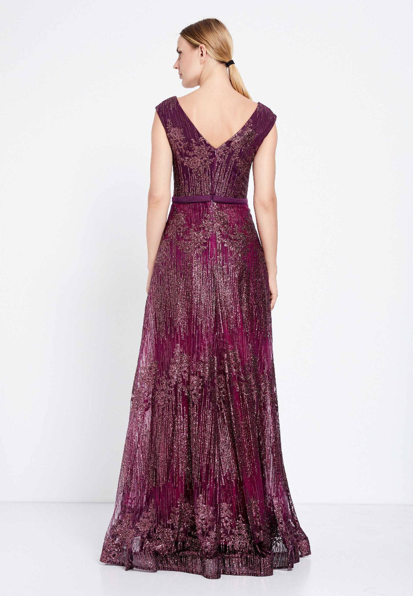 Wine Sparkle A Line Gown