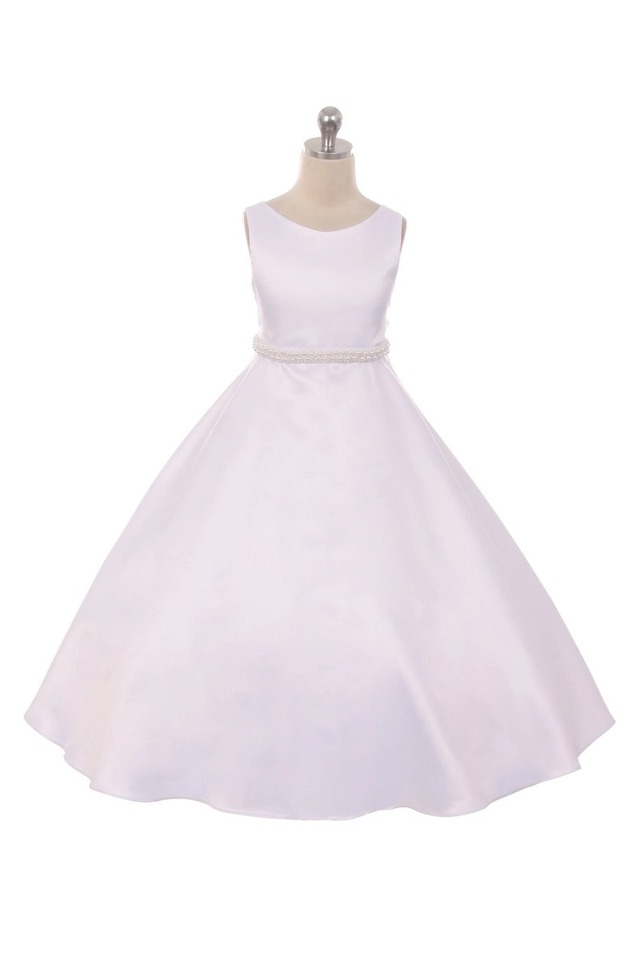 Satin with Pearl Trim Flower Girl / First Communion Dress
