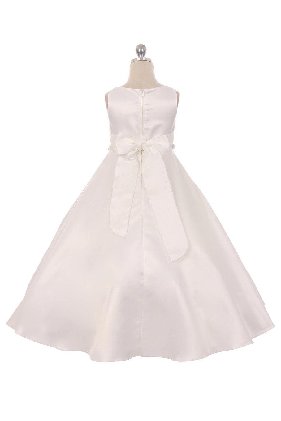 Satin with Pearl Trim Flower Girl / First Communion Dress