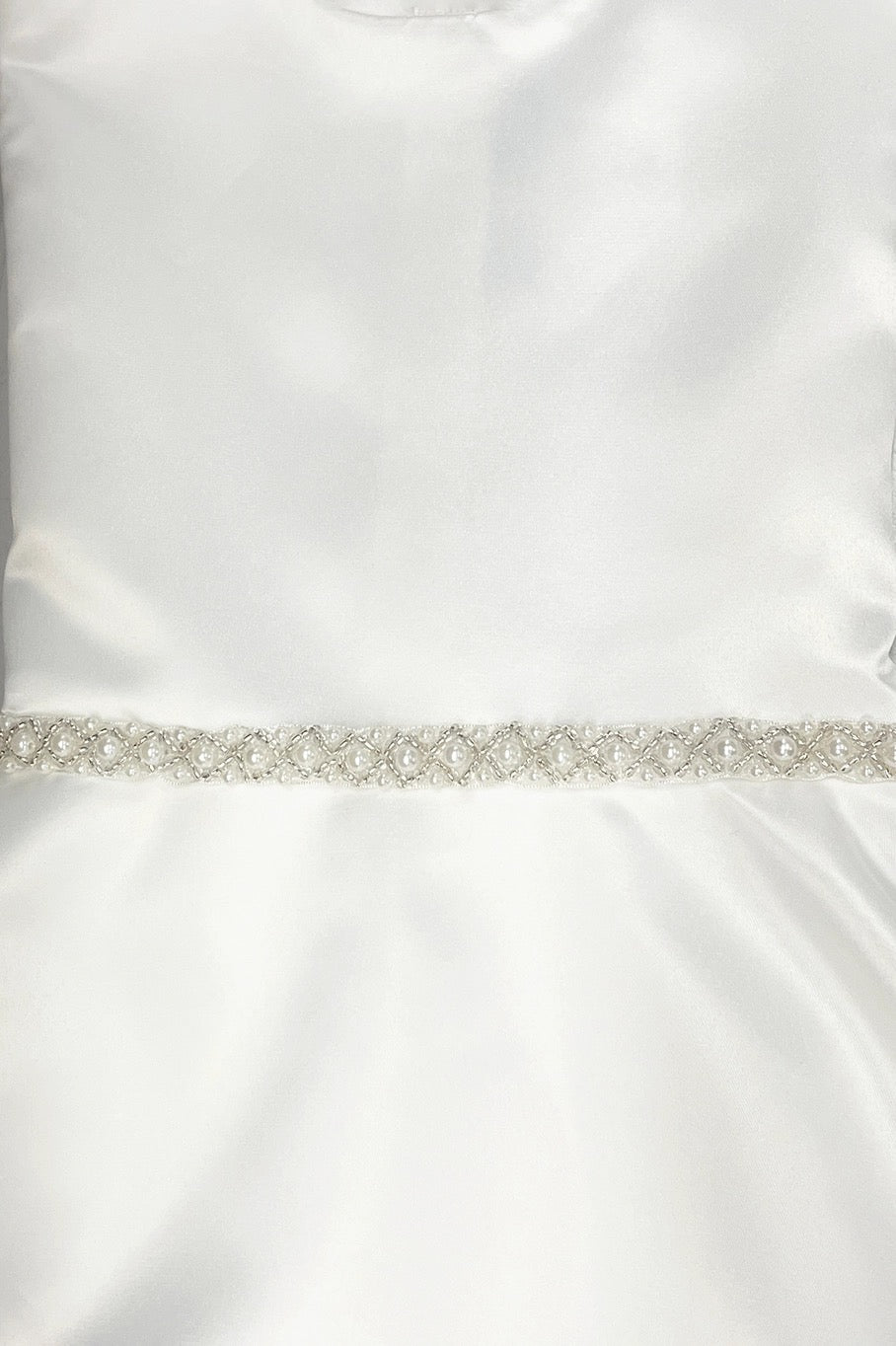 Satin with Pearl Trim Flower Girl / First Communion Dress
