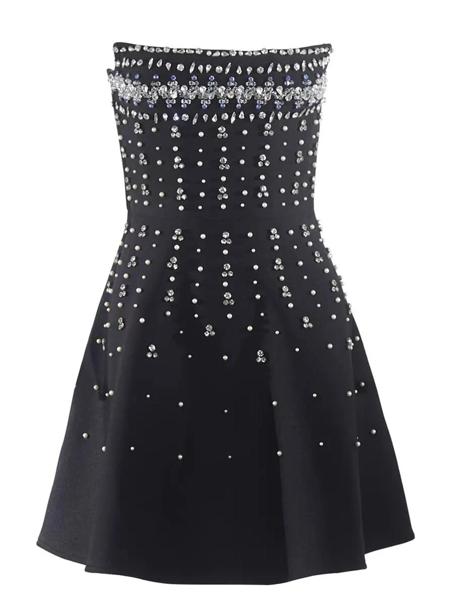 Stunning Rhinestone Strapless Mini Dress