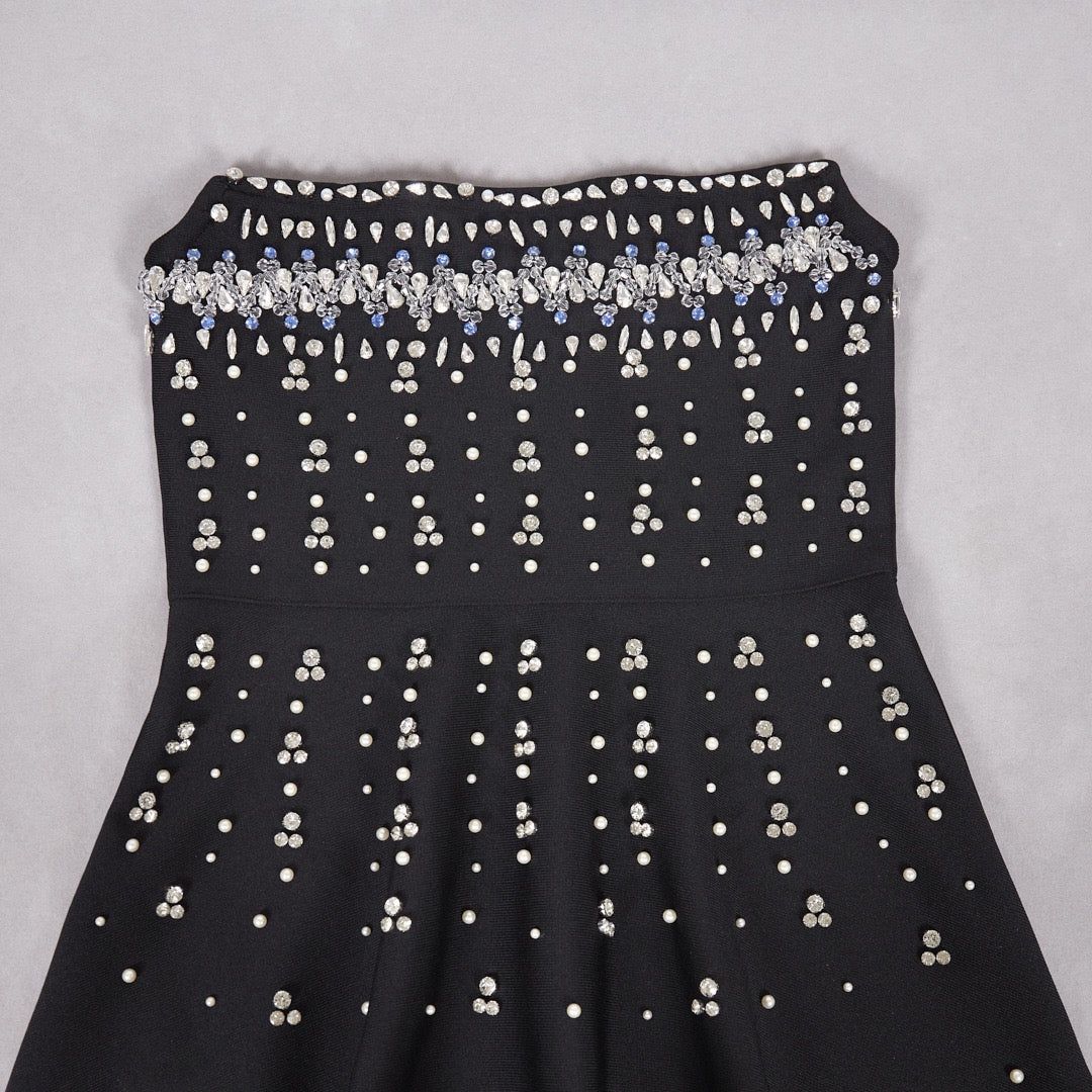 Stunning Rhinestone Strapless Mini Dress